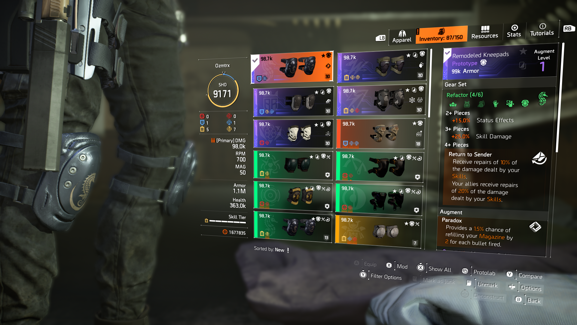 The Division 2 - Oxidizer + 1 Paradox Augment 1.5% + Refactor