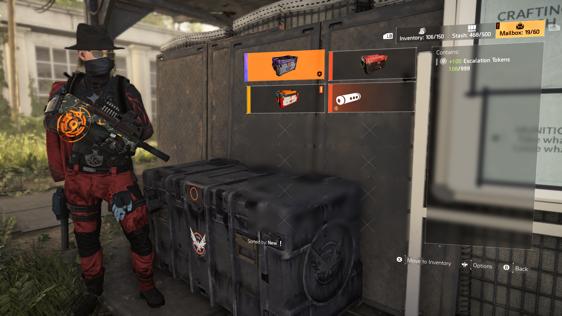 The Division 2, 100 Escalation Tokens in Mailbox.