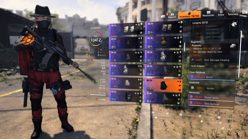 The Division 2, Legmo piece from cache, 3 terminal rolls, keeping for hybrid potential survival build.