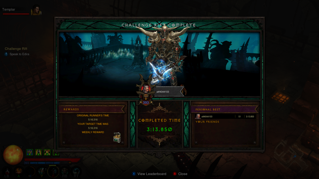 Diablo 3, starting a fresh or first seasonal character, create character then do the challenge rift, open reward on seasonal character, faster progression.