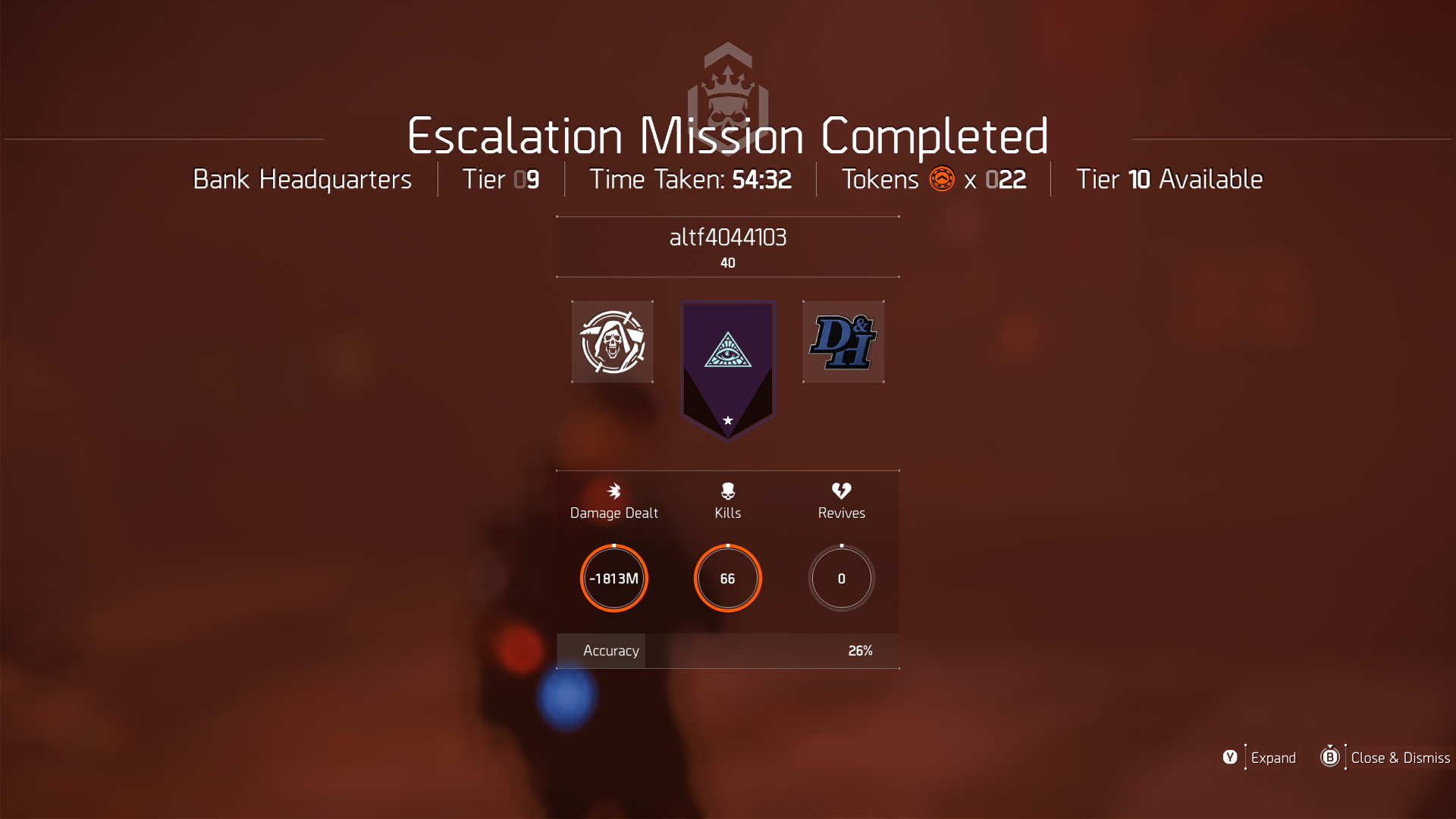 The Division 2, Bank Headquarters Tier 9 Escalation Solo, Ember Engine, Perfect Glass Canon